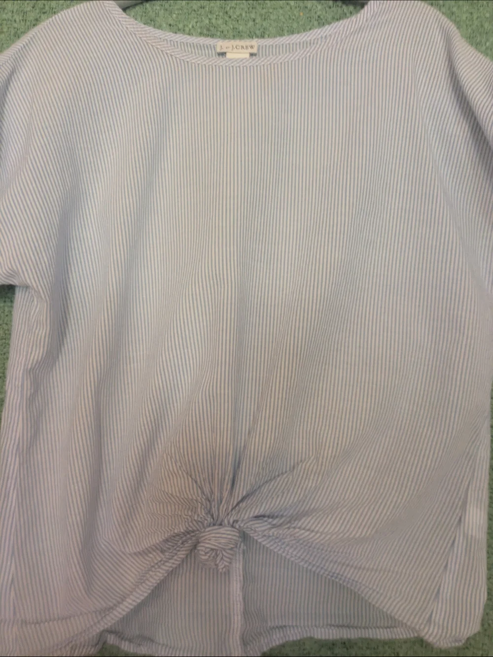 J. Crew Light Blue Striped Knot-Front Women's Top